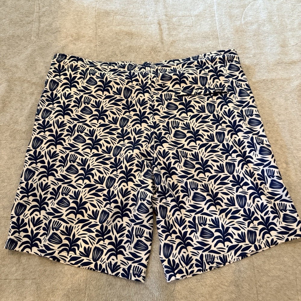 Capelle Hybrid Shorts Men's Large Blue White Tropical Botanical Print Lined - Picture 6 of 10